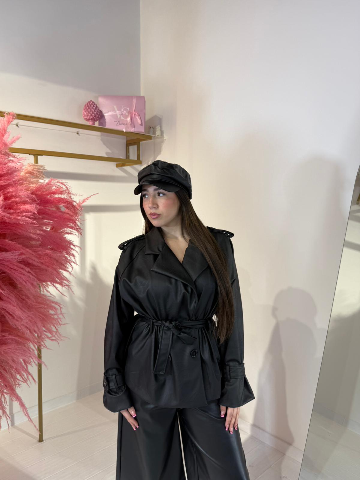 TRENCH IN PELLE NERO