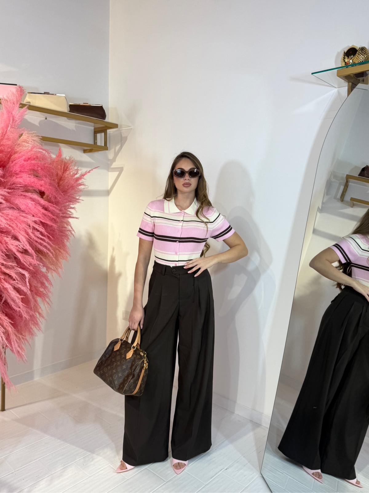 POLO DAFNE ROSA&MARRONE