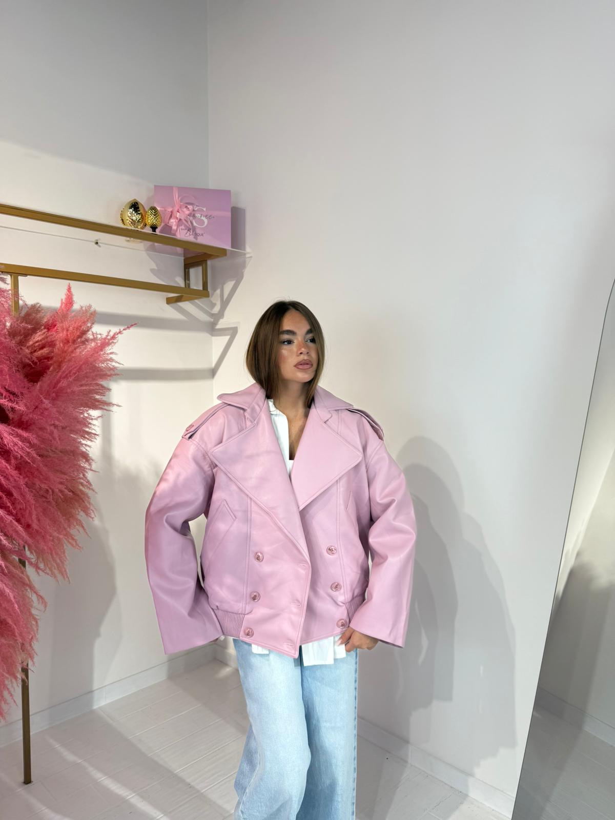 GIUBBINO DI PELLE ROSA