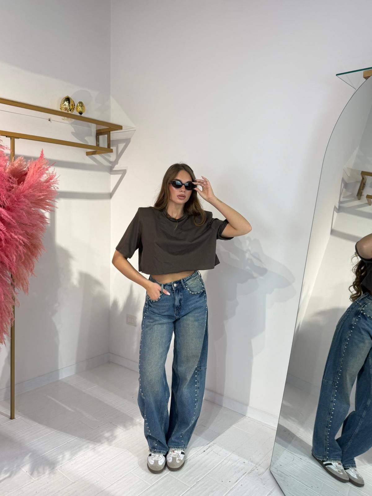 T-SHIRT CROP MARRONE