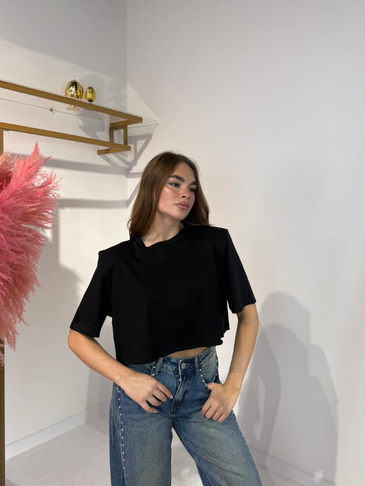 T-SHIRT CROP NERA