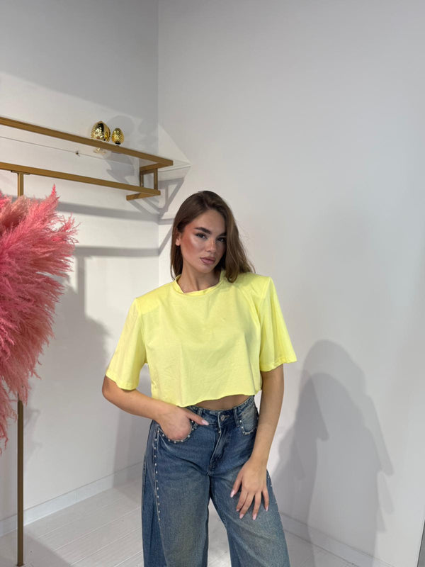T-SHIRT CROP GIALLA