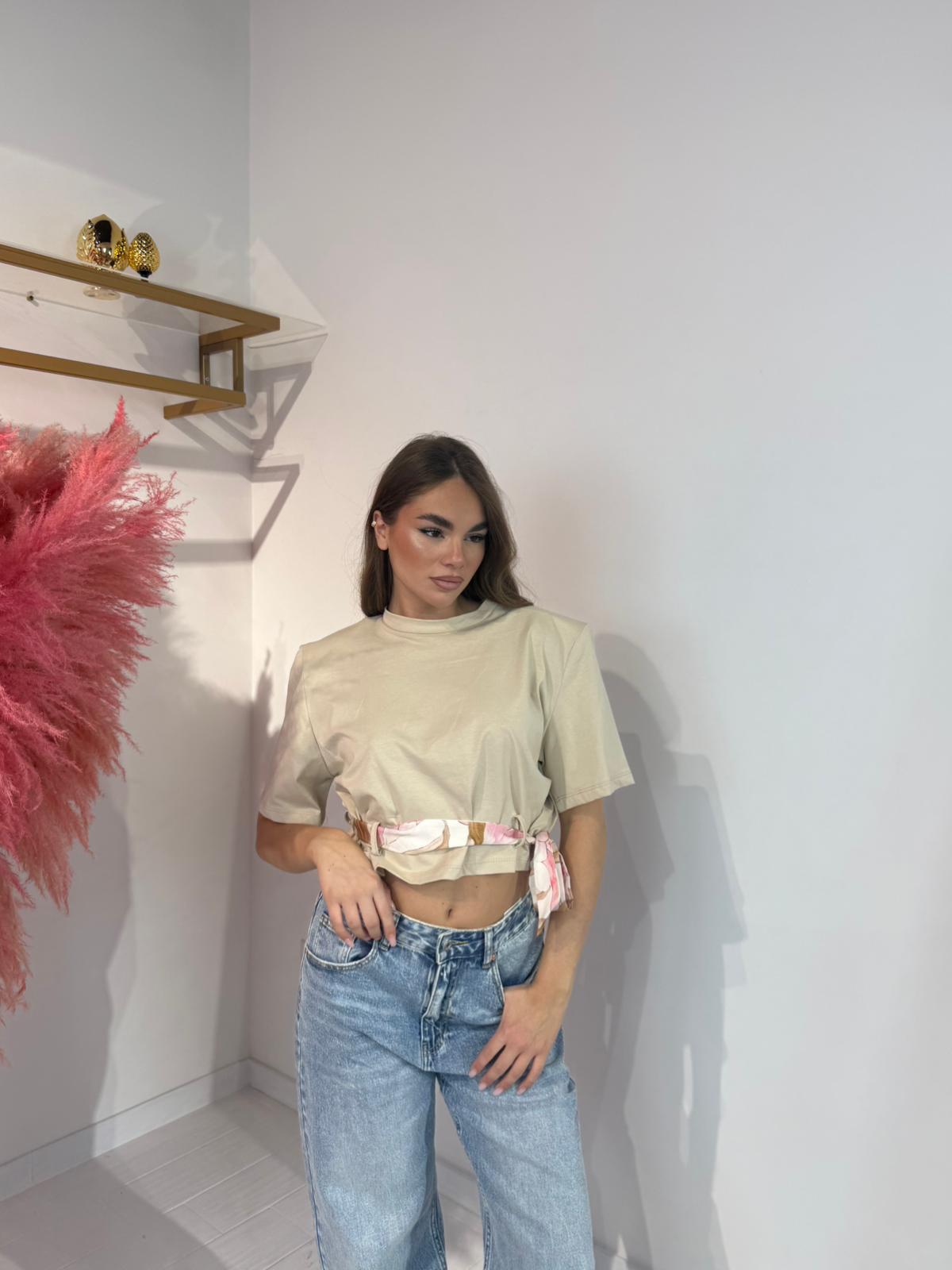 T-SHIRT FOULARD BEIGE