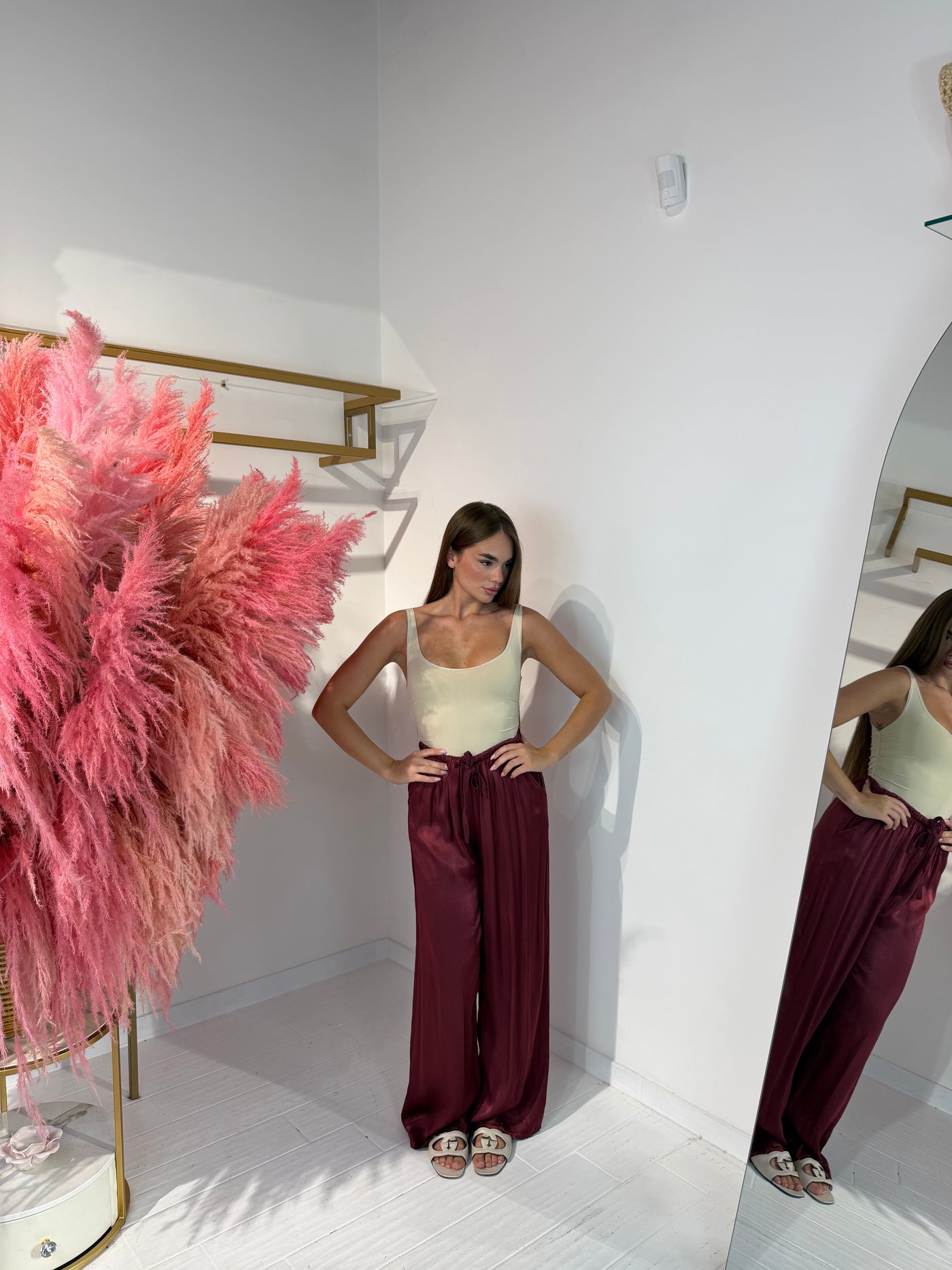 PANTALONE SATINATO BORDEAUX