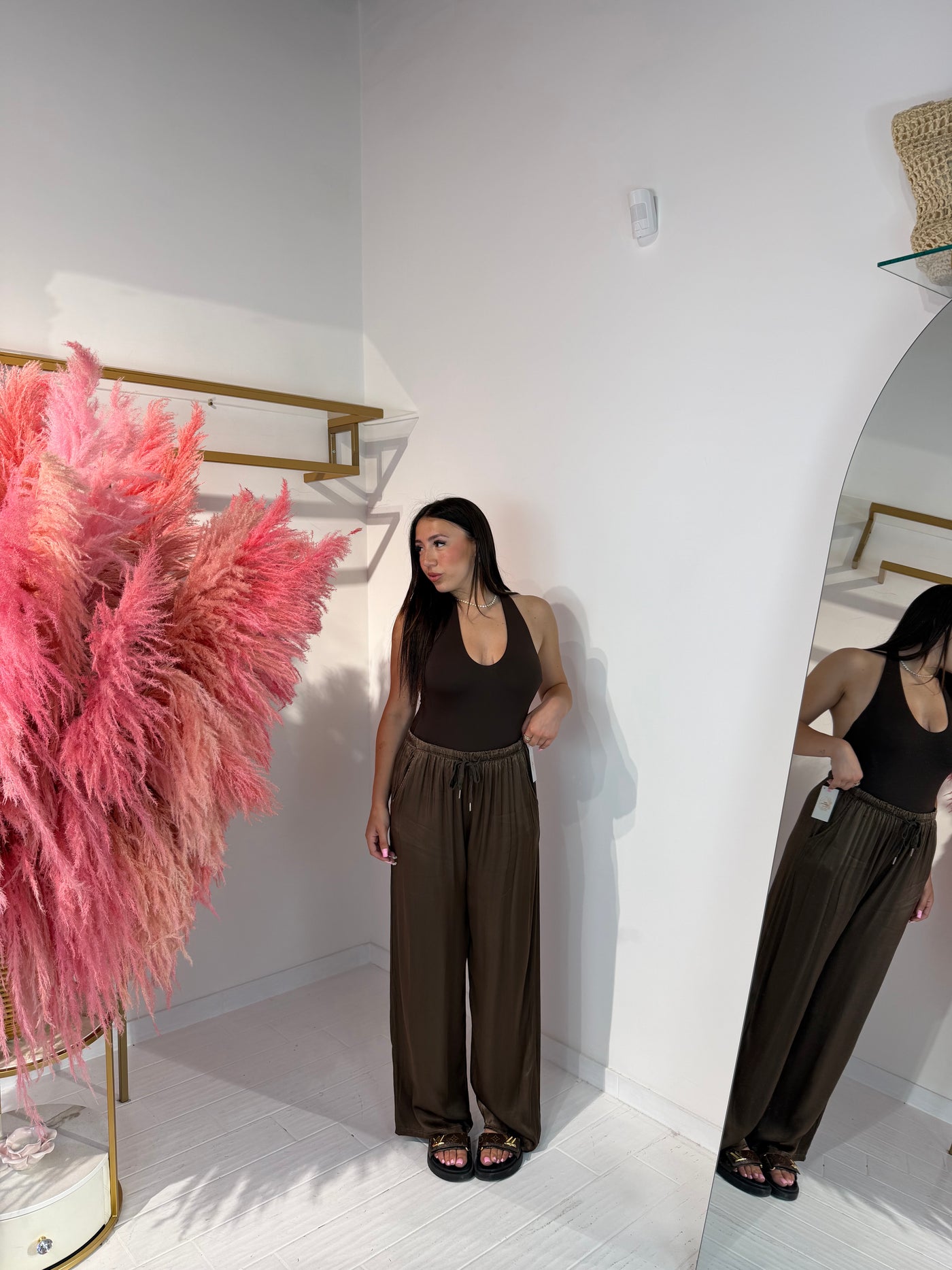 PANTALONE SATINATO MARRONE