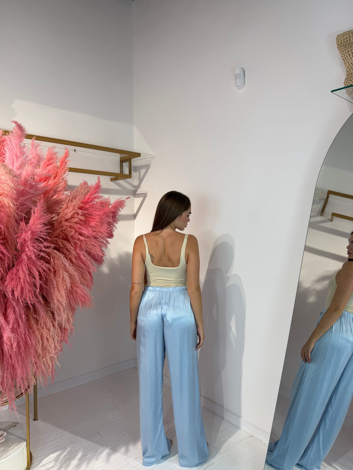 PANTALONE SATINATO CELESTE