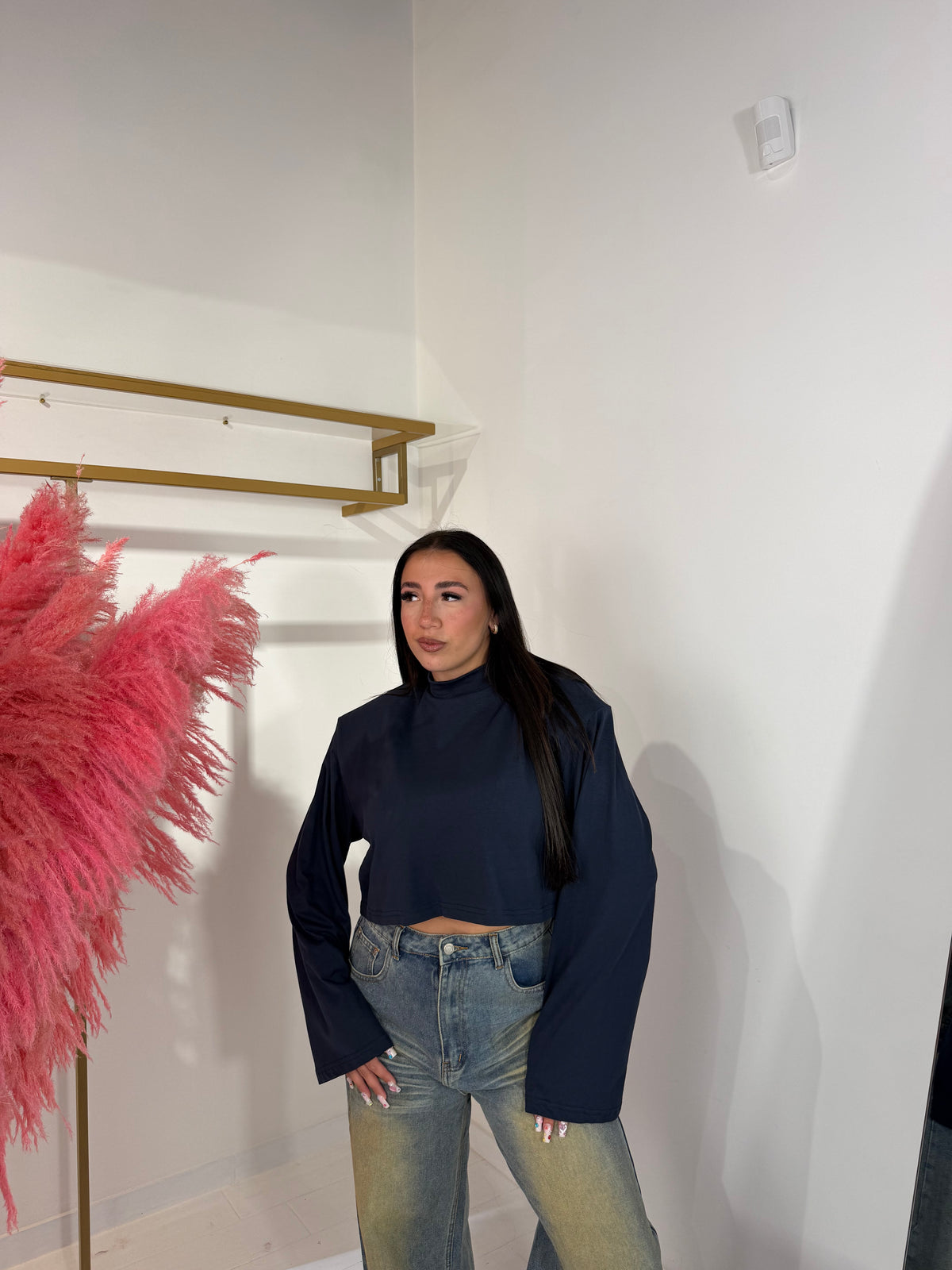 LONGSLEEVE CROP BLU