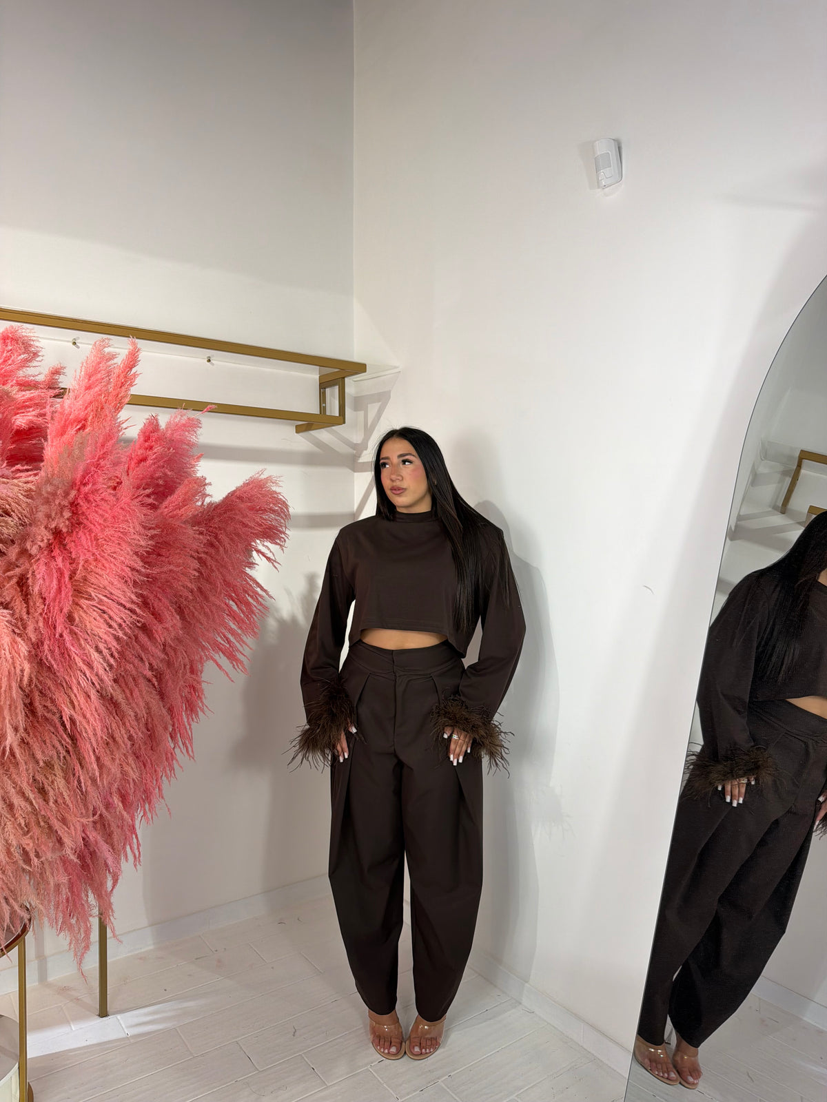MAGLIA LAILA MARRONE MANICA LUNGA
