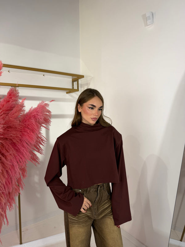 LONGSLEEVE CROP BORDEAUX