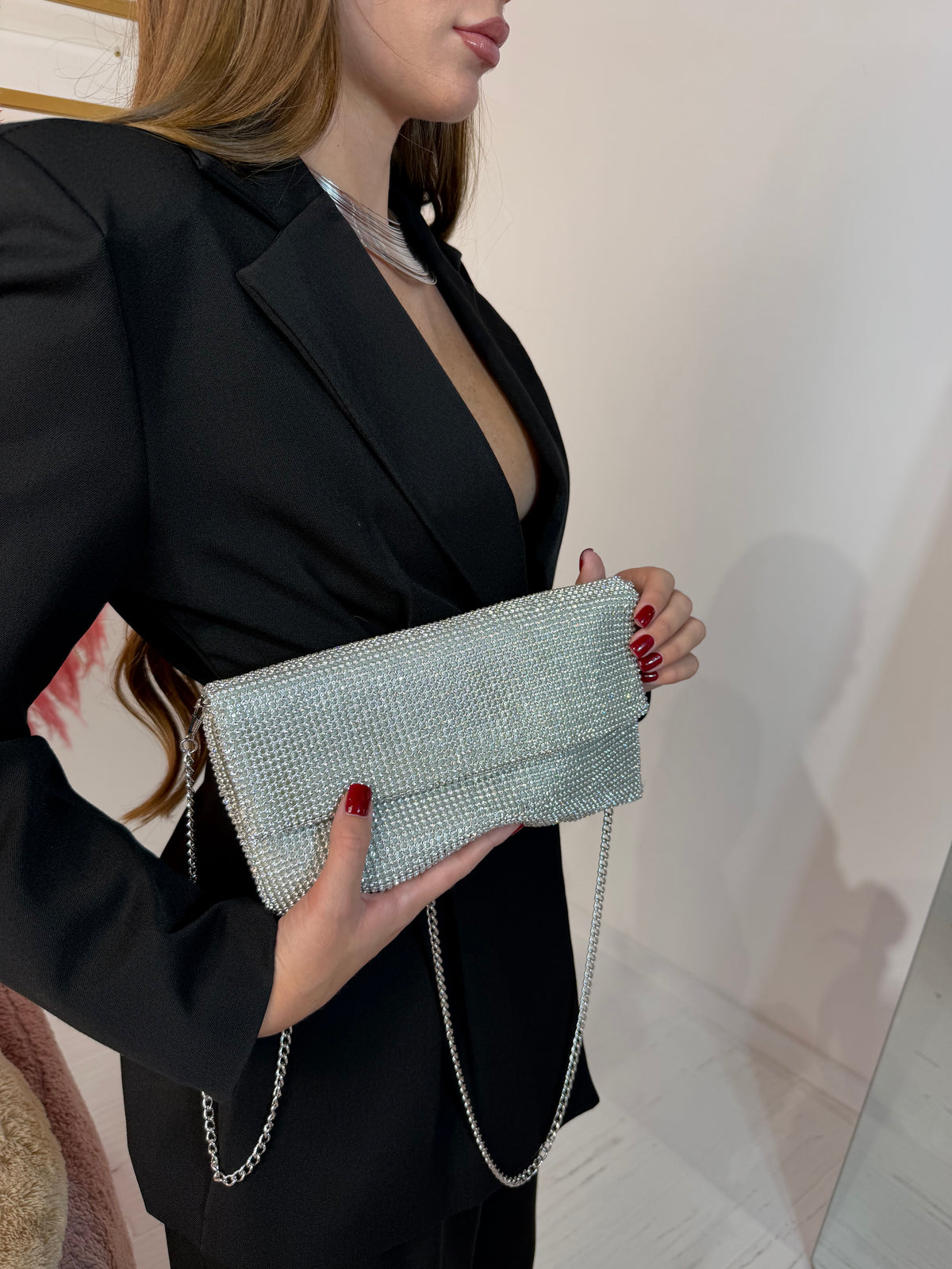 POCHETTE DIAMANTE ARGENTO