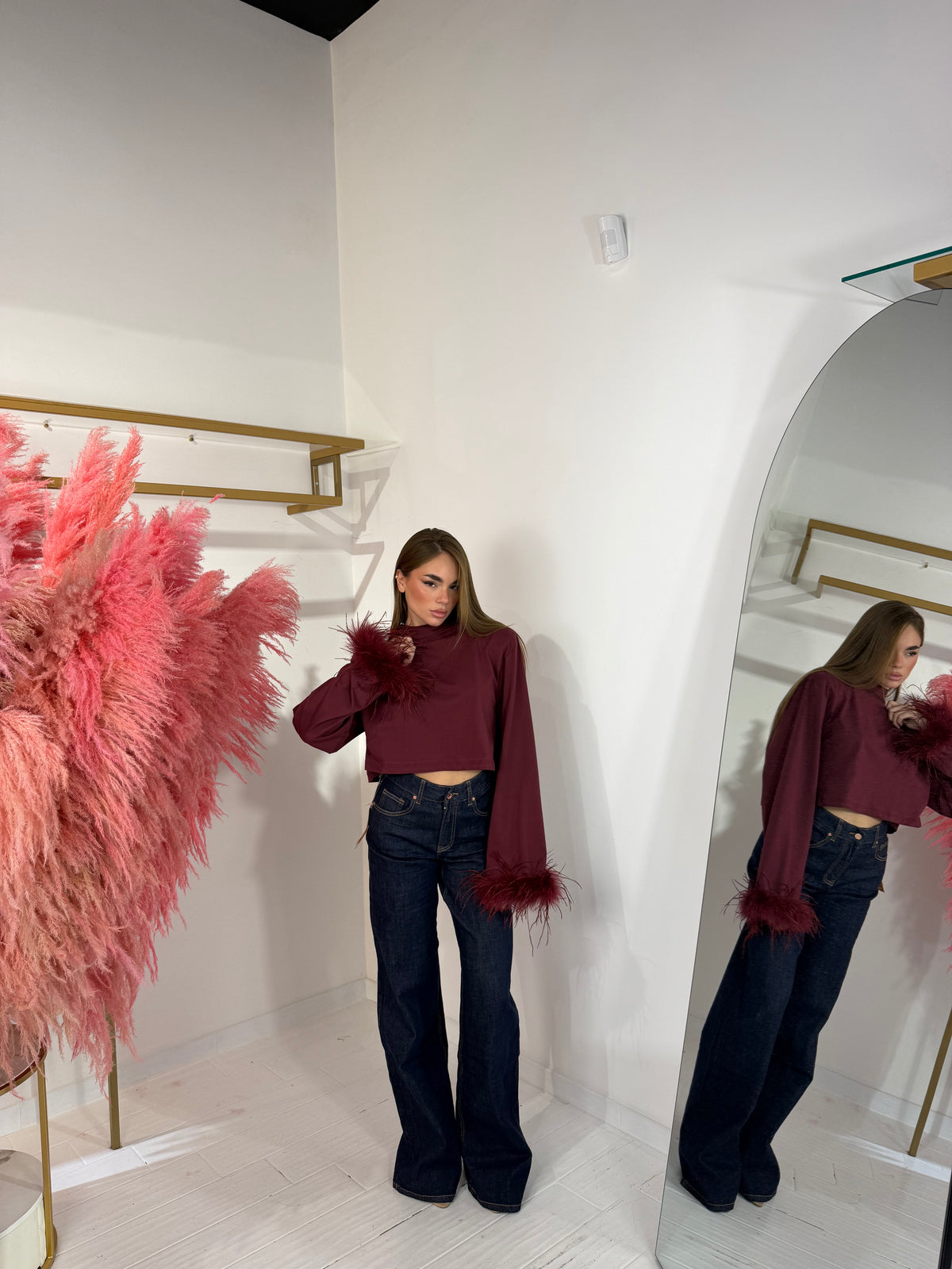 MAGLIA LAILA BORDEAUX MANICA LUNGA