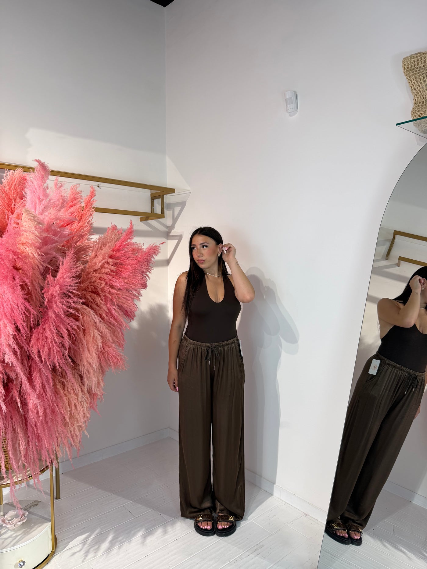 PANTALONE SATINATO MARRONE