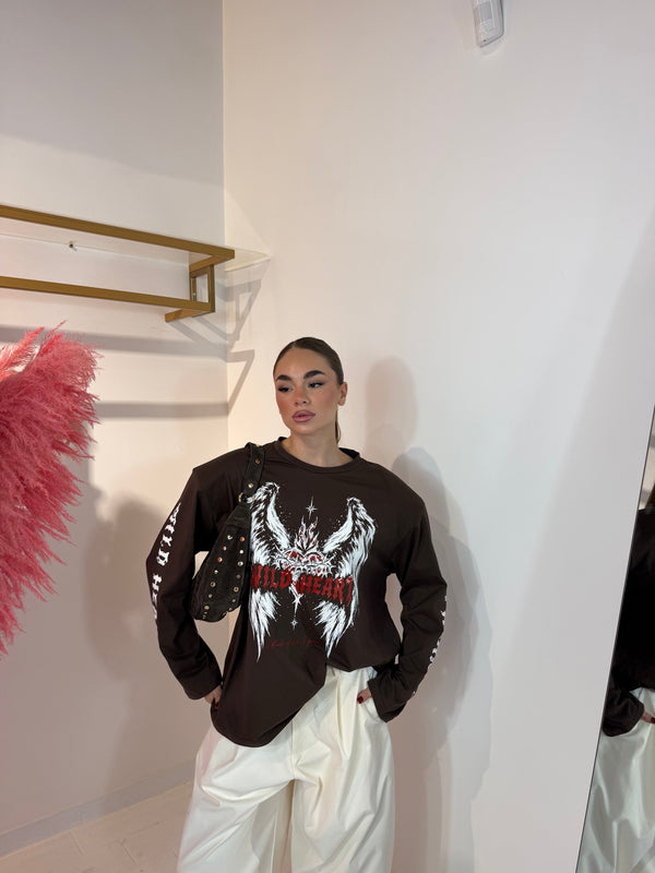 LONGSLEEVE HEART MARRONE