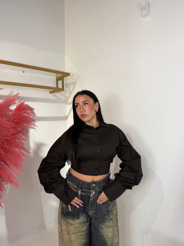 CAMICIA EVELINE MARRONE