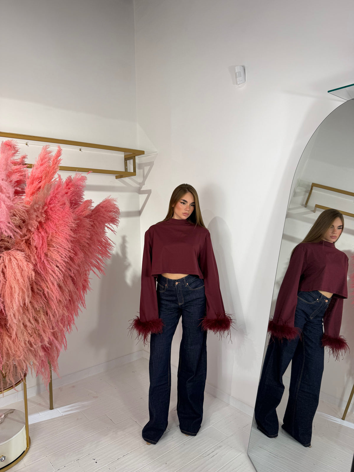 MAGLIA LAILA BORDEAUX MANICA LUNGA