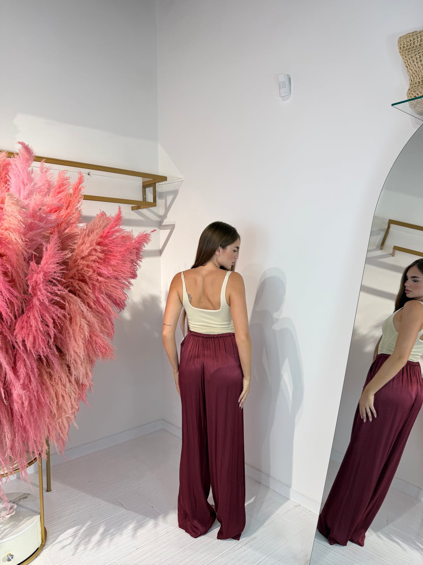 PANTALONE SATINATO BORDEAUX