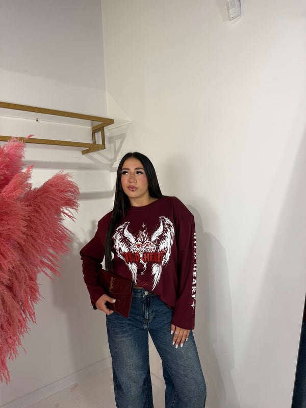 LONGSLEEVE HEART BORDEAUX