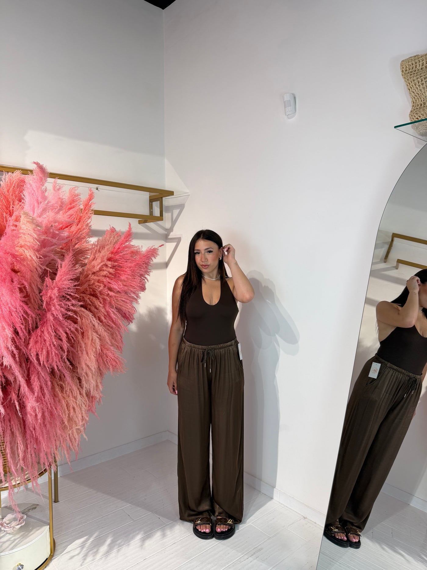 PANTALONE SATINATO MARRONE