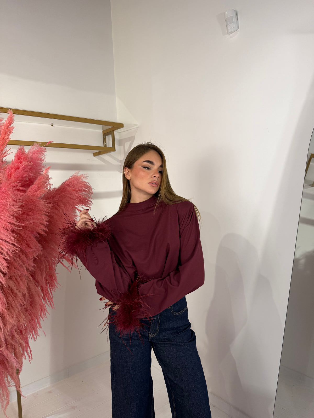 MAGLIA LAILA BORDEAUX MANICA LUNGA