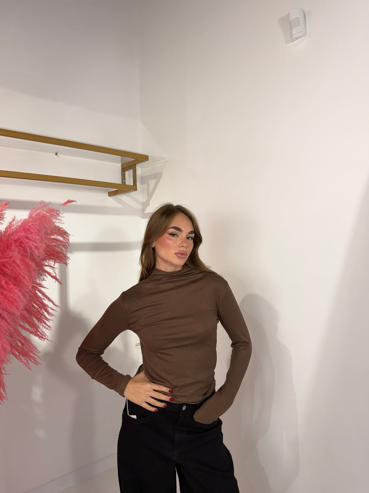 MAGLIA SEMIVELATA MARRONE