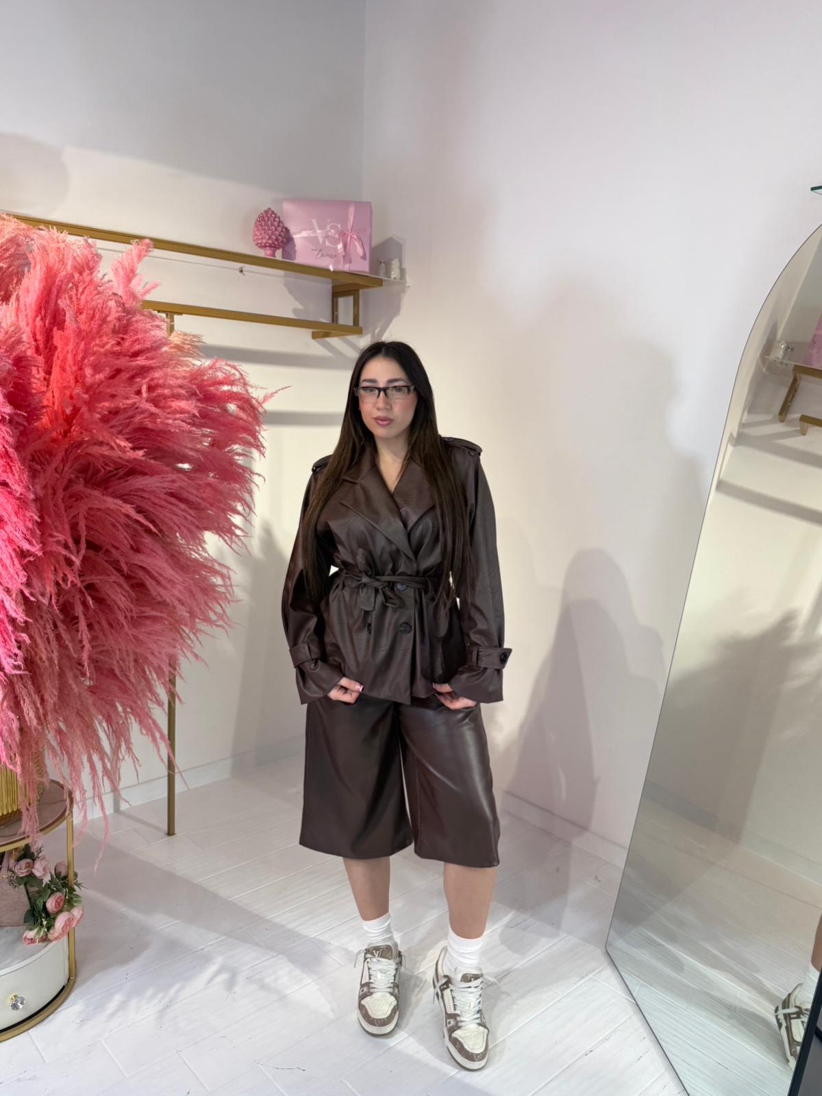 TRENCH IN PELLE MARRONE