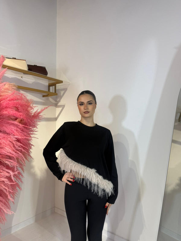 MAGLIA PIUME NERA