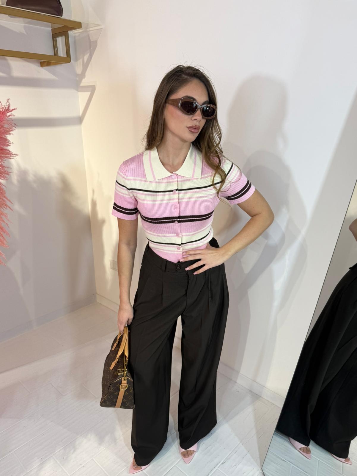 POLO DAFNE ROSA&MARRONE