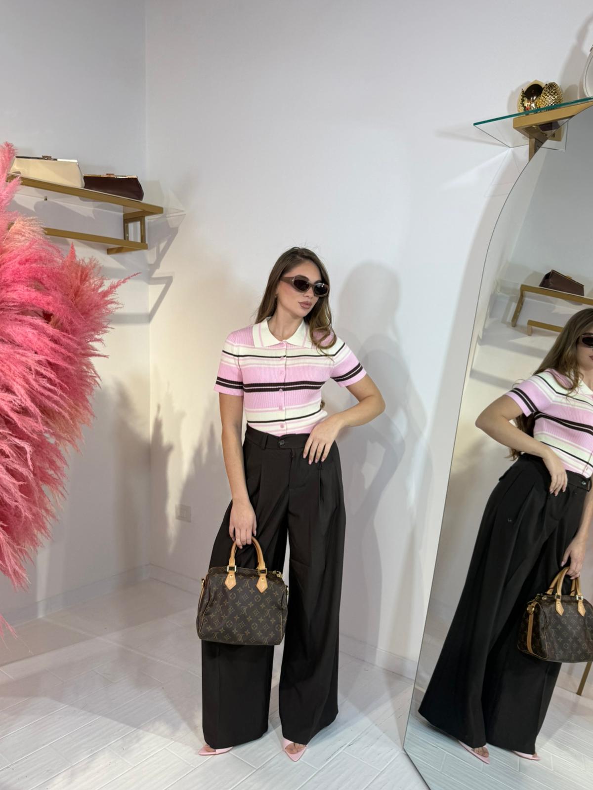 POLO DAFNE ROSA&MARRONE