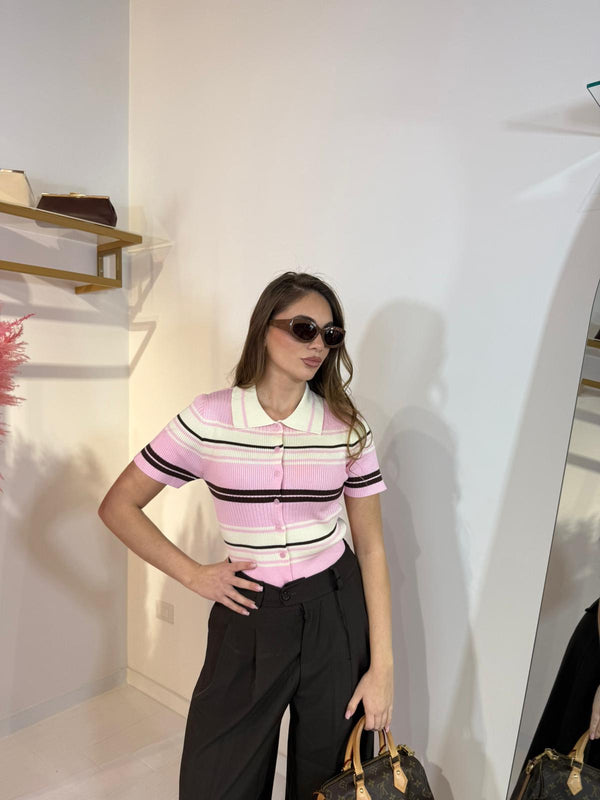 POLO DAFNE ROSA&MARRONE