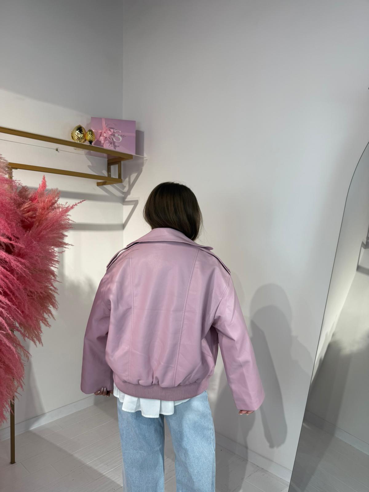GIUBBINO DI PELLE ROSA