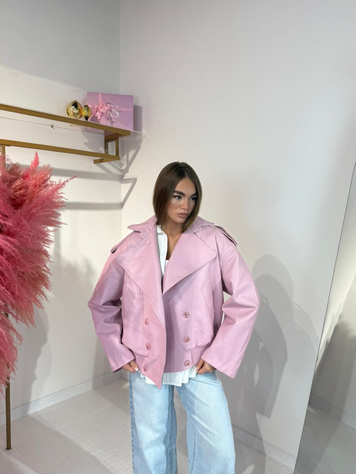 GIUBBINO DI PELLE ROSA