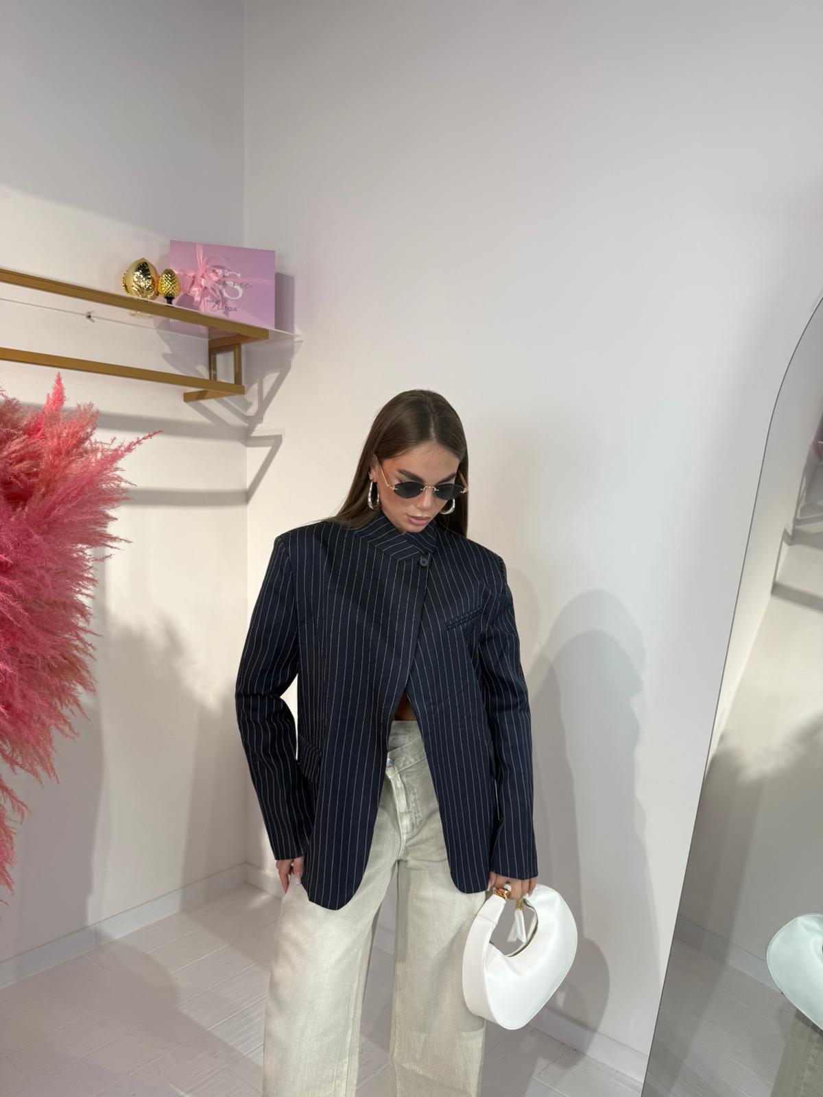 GIACCA CHIC BLU GESSATA