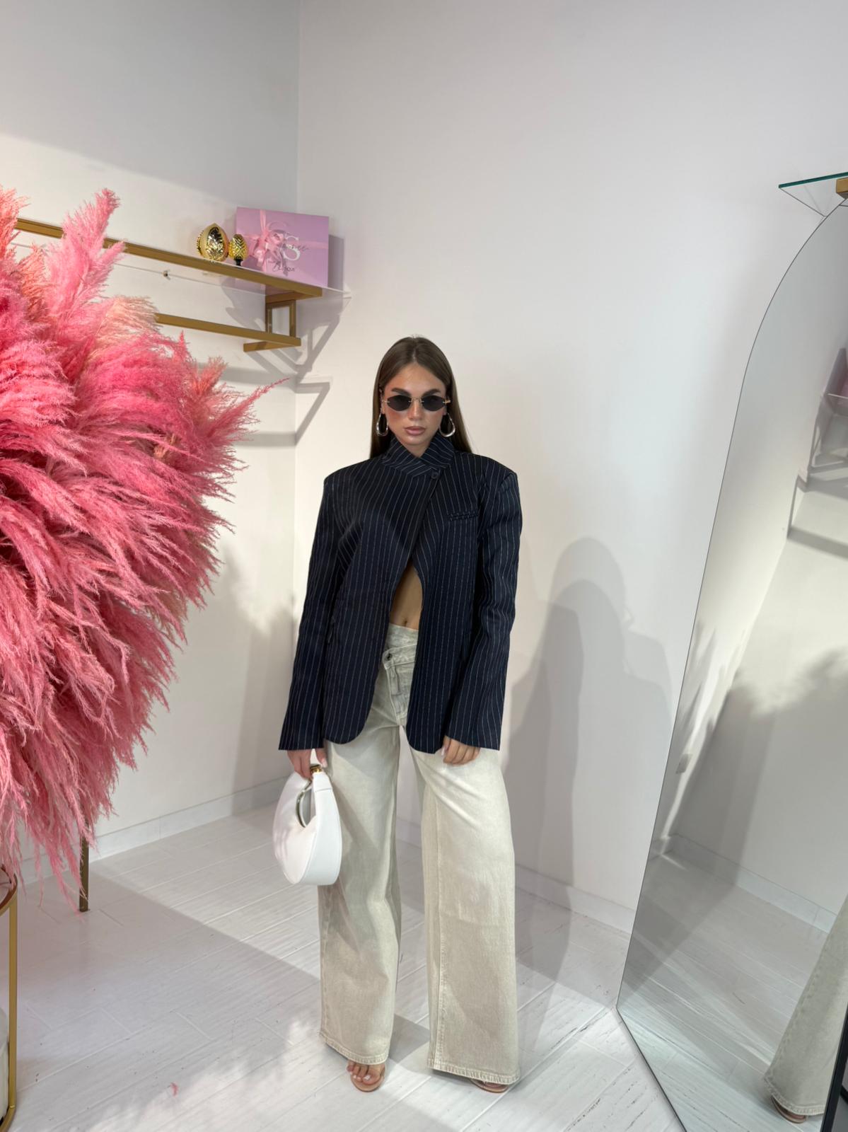 GIACCA CHIC BLU GESSATA
