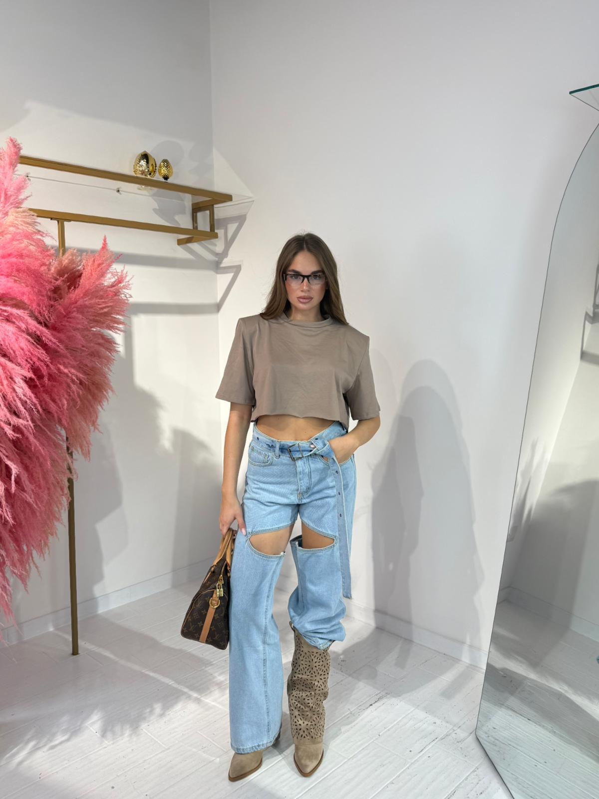 T-SHIRT CROP BEIGE