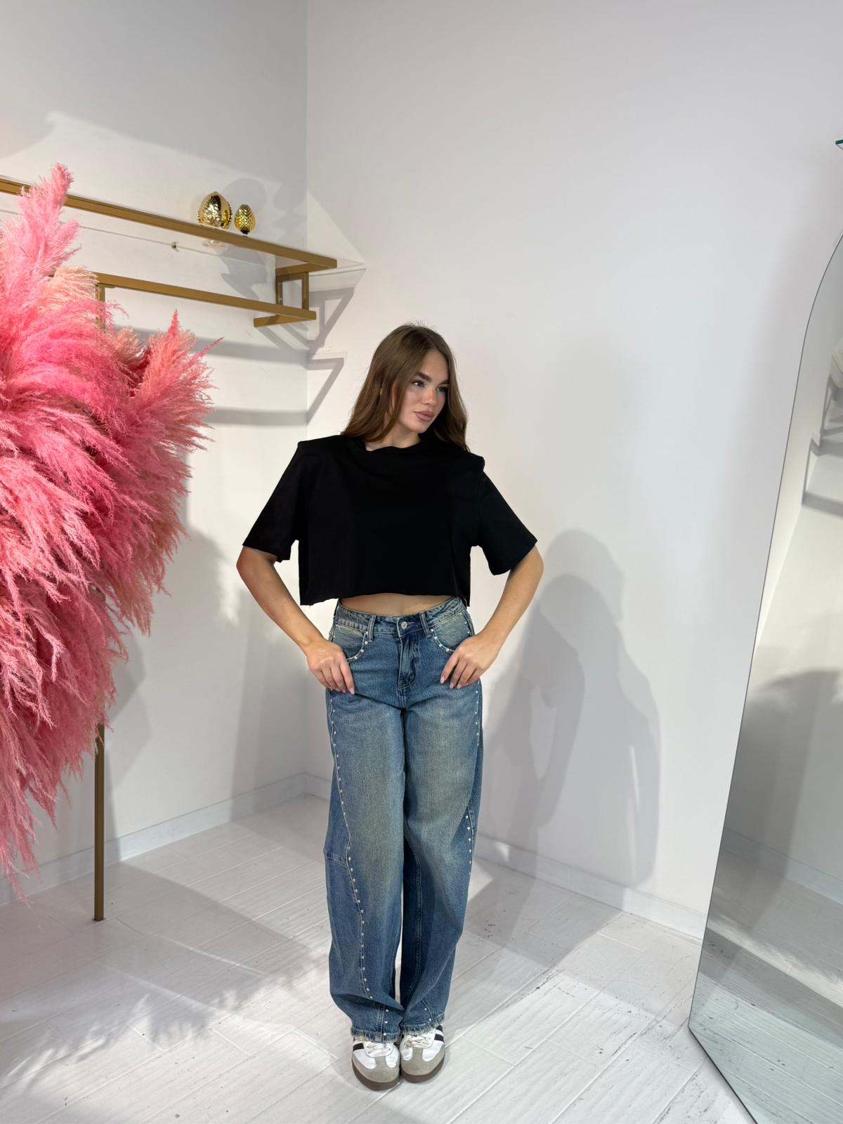 T-SHIRT CROP NERA